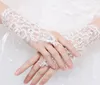 New Arrival Cheap In Stock Lace Appliques Beads Fingerless Wrist Length With Ribbon Bridal Gloves Wedding Accessories HT1137886439