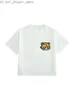 Tシャツの男の子夏のショートスリーブ2022ニューチャイルドレンズウエスタンスタイルタイガー年トップスプリングホワイトコットンボーイズフライドストリートTシャツQ240218