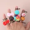 Cluster Rings Design Creative Colorful Flower Ice Cream Resin Ring For Women Geometric Food Shape Adjustable Finger Jewelry Gifts