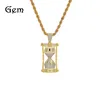 Europeiska 2019 Hip Hop Men039S Hourglass Zircon Pendant Two Color Electroplating Street Rap Personality Jewelry Pendant Earrings4083233