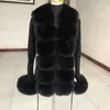 Women Faux Fur Fur سترة سترة Cardigan الربيع الخريف سترة متبكلة أنيقة مع فو Fox Fox Fur Fur Fashion Coat Coat Fur Fur 240122