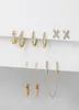 Hoop Huggie Fashion Chain Earrings Set Punk Gold Safety Pin For Woman Crystal Circle Double Piercing Earring Jewelry6120224