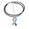 Nouveauté sensibilisation à l'autisme Identification collier espoir pièce de Puzzle motif émail ruban pendentif à breloque ID Necklace5553958