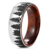 8mm Fir Trees Landscape Ring Domed Wooden Mens Wedding Band Rosewood Hunting Pure Engagement 240125