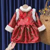 Ethnic Clothing 18 Colors Baby Girl Tang Suits Chinese Style Children Plus Velvet Thicken Warm Dress Wedding Christmas Year Princess Dresses