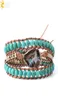 Csja epacket us naturliga turkosa ädelsten mala pärlor armband agat skiva geode armband charms boho wrap smycken för wom3323210
