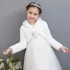 Crianças meninas princesa engrossar jaqueta de pelúcia colheita envolve xale flor mangas compridas bolero quente capa casamento festa de aniversário casaco 240122