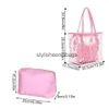 Shoulder Bags Womens Single Shoulder Bags Eco Reusable Foldable Handbags Fashion Transparent Large Capacity Casual Beach Bag for FemaleH24218