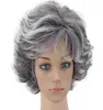 Women Wig Silver Grey Synthetic Short Layered Curly Hair Puffy Bangs Heat Resistant 9 Color Available54994555489350