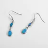 Boucles d'oreilles pendantes en argent 925, cristal bleu opale, pierre géométrique, Clip goutte d'eau pour femmes, bijoux fins, cadeau d'anniversaire pour fête de mariage