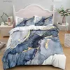 Conjuntos de cama Conjunto de cama de mármore King / Queen SizeGrey Gold Marble Duvet Cover Homens Adultos Modern Abstract Art Tie Dye Gótico Soft Quilt Cover T240218