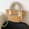 Schoudertassen Zomer Beac Straw andbags Vrouwen ig Capaciteit Fasion Vrouwelijke Crossbody Soulder Bag Kwaliteit Designer Pearl Cain ToteH24218