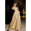 2024 Nieuwe sexy elegante moeder van de bruid jurken Black Girl Off Schouder Bling Princess Prom Party Champagne Gold plus size baljurk vrouwen ocn moeders jurk