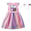 Kreskówka Gabby Cats Sukienki dla dzieci Gabby's Doll House Ubranie Cosplay Cosplay Kostium Dzieci Muche Sueve Casual Dress Pałąk 240126