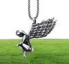 High Polished Womens Angle Wing Steel Pendant Necklace Gift for Girl 18K Gold Plated5882413