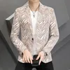 2024 Spring Men Blazers Fashion Stripe Printing Suit Jackets Slim Fit One Button Casual Business Coats Blazer Masculino M-3XL