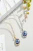 Collane con ciondolo 1 pz Lucky Round Turco Collana con strass a catena Donna Girocollo Vintage Blue Eye Catene con clavicola Gioielli3358081