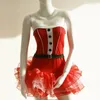 Freizeitkleider Damen Weihnachtskleid Rot Weihnachtsmann Kostüme Ballkleid Fancy Cosplay Kleidung Kostüm Straplerss Mini