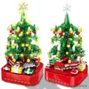 Blocks City Christmas Tree Rotating Music Box Building Blocks Friends Santa Claus LED Light Shining Xmas Bricks Toys For Children Girls