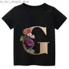 T-shirts Summe Retro Flowers A B C D Children T-shirt Kawaii Trend T Shirt Harajuku Letter Casual Clothes Kids Girl Boy Short Sleeve Tops Q240218