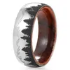 8 mm Wald-Berge-Szene-Ring aus Holz Herren-Ehering Olive Pure Anniversary 240125