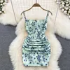 Casual Dresses Women Backless Tie Dye Mini Dress Sexy Sleeveless Slip Pleated Folds Printed And For Girls Holiday