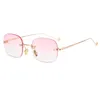 Solglasögon 2024 Retro Women Brand Designer Fashion Rimless Gradient Sun Glasses Shares Cutting Lins Ladies Frameless Eyeglasses