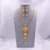 Ensembles de bijoux 18K éthiopien or Arabia collier pendentif boucle d'oreille pour femmes indien dubaï fête de mariage africaine cadeaux de mariée set5988121