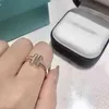 2024 designer ring Double Ring 925 Serling Silver Plaed 18k Rose Gold Opening Inlaid With Diamond Half Wedding Anniversary for women gift with boxq1