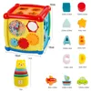 Utbildningsmultifunktionella musikinstrument Leksaker Toddler Piano Activity Cube Geometric Blocks Sortering Cups Kids 240131