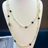 Strands, Strings Designer Fashionable Pearl Luxury Jewelry Flower Blossom Long Sweater Necklace Women's Pendant Chain Elegant Diamonds Necklace YZQ7