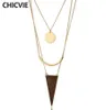 CHICVIE nouveautés Triangle en bois pendentif couches colliers Femme Vintage accessoires colliers pendentifs pour femmes SNE1700276451337