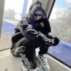 Amerikan Kış Sweatshirt Y2K Gotik Hip Hop Çift Hoodies Baskı Harajuku Zip Up büyük boy kadınlar punk grunge siyah ceket 240122