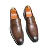 Designer Fashion Mens Loafers Leather Handmade Brown Casual Spring New Business Dress Shoes Pointed Party Wedding Men's Footwear