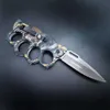 Ghost Head Outdoor Quattro Dita Coltello da Boxe Pieghevole Autodifesa Designer Army Fist Cl Tiger Window Breaker JIHY