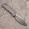 A0222 Coltello pieghevole di fascia alta D2 Lama a punto di caduta satinato CNC TC4 Manico in lega di titanio Cuscinetto a sfere Coltelli tascabili EDC MY