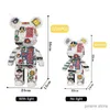 Blocos de desenhos animados mini amor urso violento bearbrick cor modelo com bloco de construção leve micro diamante tijolos crianças brinquedos presente aniversário conjunto