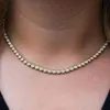Hiphop Vvs1 Diamond Bezel Necklace Real 14K/ Gold 16 /18/20In Moissanite Tennis Chain For Men Women