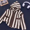 Jackets Coat Autumn Season Boys Girls Black White Vertical Bar Sweater Baby Fashion Knitting Cardigan Hooded Tide Simple