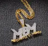 MBM Zircon Letter Iced Out Pendant Necklace Mens Jewelry Two Tone 14K Gold Plated Diamond Bling Hip Hop Jewelry Gift with 24inch C5740545