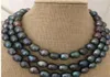 Impresionante collar de perlas negras tahitianas de 1213 mm, plata 925 de 38 pulgadas 28019908583