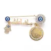 Muslim Islam Arabic Four Korah Sutra Fatima Turkiet Evil Eye rostfritt stål Brosch Pins religiös stil Amulet smycken 230920