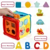 Utbildningsmultifunktionella musikinstrument Leksaker Toddler Piano Activity Cube Geometric Blocks Sortering Cups Kids 240131