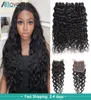 Allove Brazilian Human Hair Bundles Wefts With Closure Extensions Water Peruvian Deep Loose Wave Curly Body Straight Virgin Weave 2683705