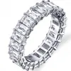 Cluster Rings 925 Sterling Silver Pave Full Square Stone Cocktail Engagement Wedding Band for Women Men smycken grossist