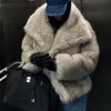 LAPEL FAUX FUR JACK COER KVINNER LOOK Lång ärm fluffiga varma rockar Kvinnliga vinter lyxmode dam överrock streetwear 240124