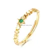 Band Rings 0ic 9K Gold Vermeil Plated Natural Emerald Star Ring i 925 Sterling Sier Engagement Wedding Jewelry for Gift8509750 Drop Dhwyk