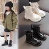 Stövlar 2024 Autumn Winter Children skor Patent läder vattentäta barn spetsmärke flickor avslappnade sneakers