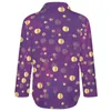 Kvinnors blusar Gold Dot Blouse Purple Swirl Office Graphic Casual Woman Korean Fashion Shirts Summer Long Sleeve Overdized Tops