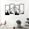 4pcs Minimalist Metal Mountain Wall Decor Square Sculpture for Home Office Living Room Bedroom Unique Art 240119